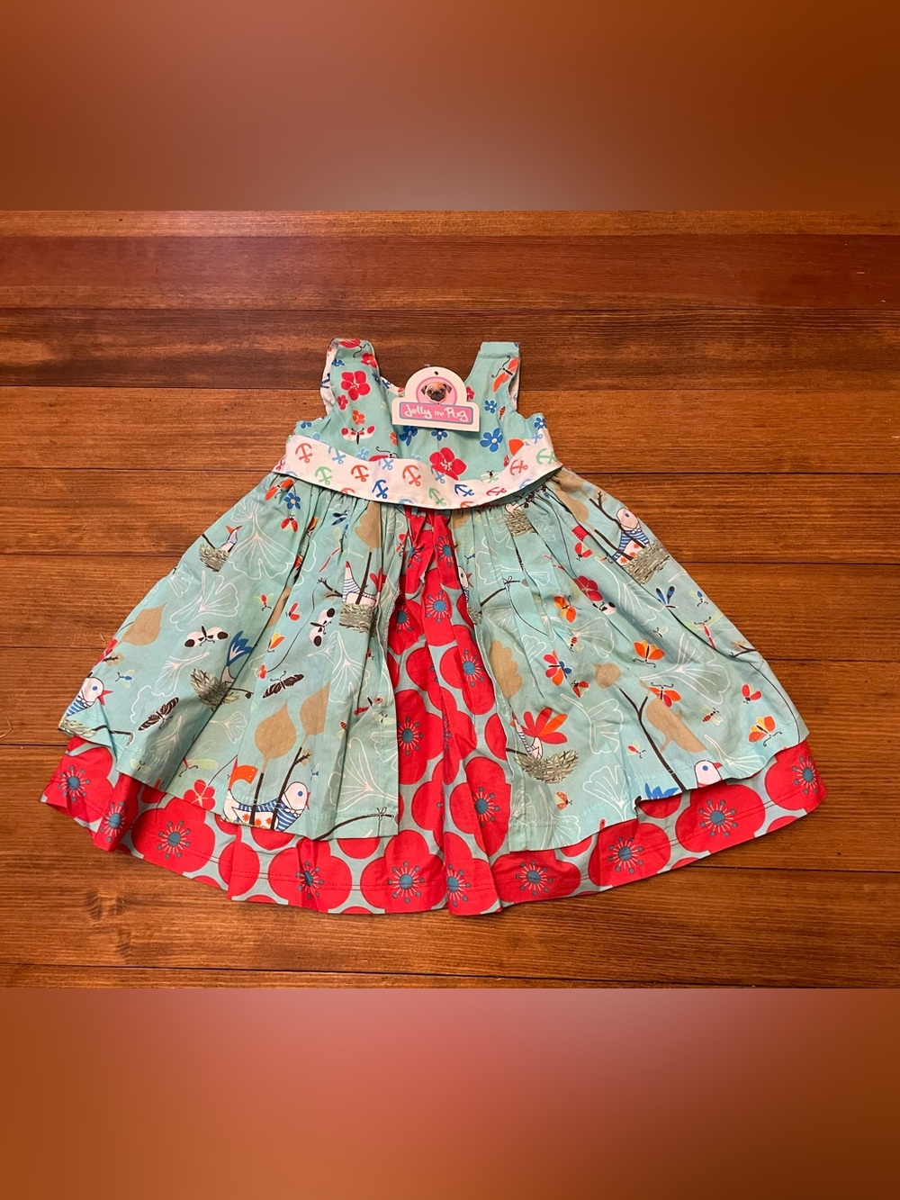 NWT Jelly The Pug Multicolor Anchor Print Dress Size 18 Months